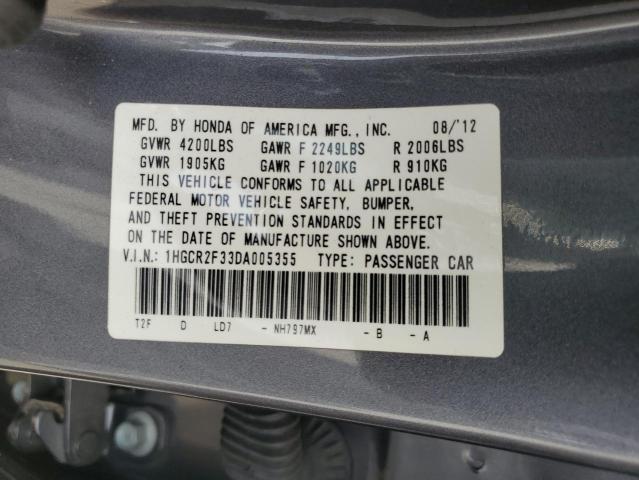 1HGCR2F33DA005355 - 2013 HONDA ACCORD LX Boz foto 12