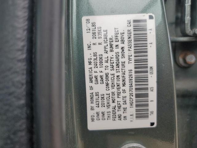 1HGCP26709A092616 - 2009 HONDA ACCORD EX GRAY photo 12