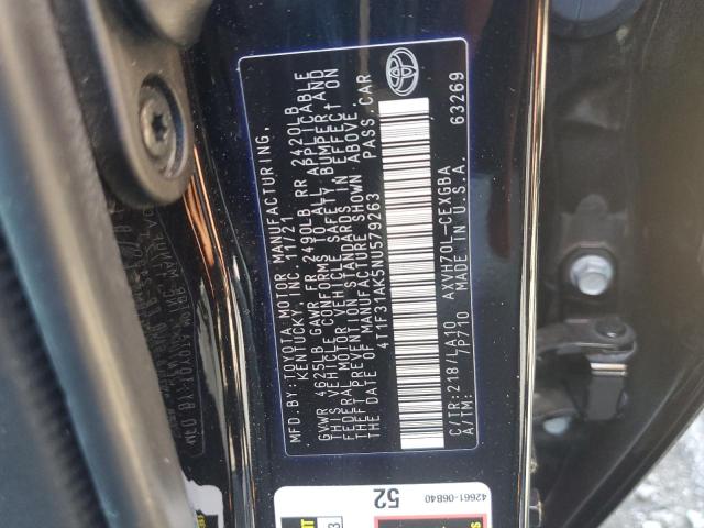 4T1F31AK5NU579263 - 2022 TOYOTA CAMRY XLE BLACK photo 12