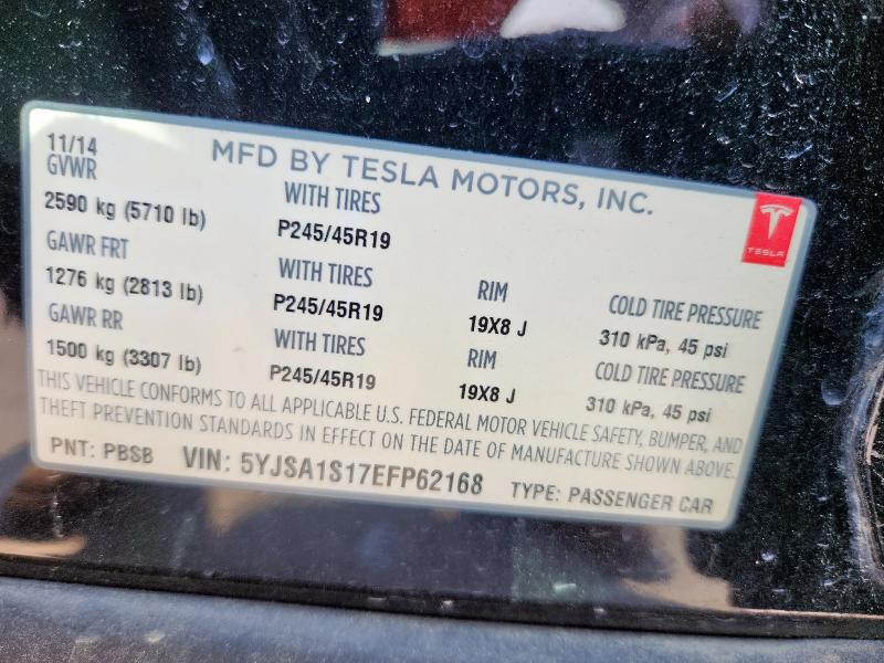 5YJSA1S17EFP62168 - 2014 TESLA MODEL S BLACK photo 13
