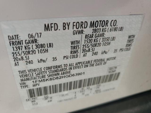 1FM5K8D82HGD63901 - 2017 FORD EXPLORER XLT Biały zdjęcie 13