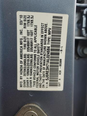 5J6RE3H71AL024684 - 2010 HONDA CR-V EXL BLUE photo 12