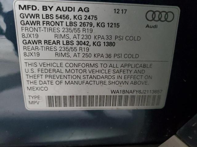 WA1BNAFY6J2113657 - 2018 AUDI Q5 PREMIUM PLUS 蓝色 照片 14