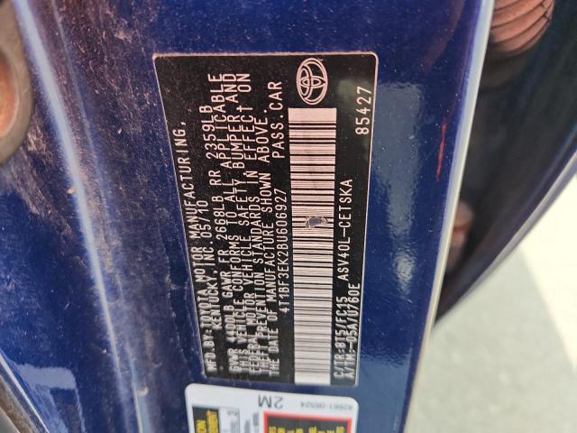 4T1BF3EK2BU606927 - 2011 TOYOTA CAMRY BASE أزرق صورة 12