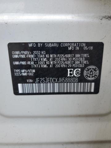 JF2SJEDCXJH588808 - 2018 SUBARU FORESTER 2.5I PREMIUM WHITE photo 14