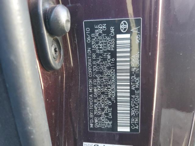 JTKDE3B7XA0321116 - 2010 TOYOTA SCION TC Күлгін фото 12