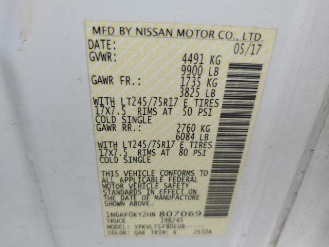 1N6AF0KY2HN807069 - 2017 NISSAN NV 2500 S WHITE photo 14