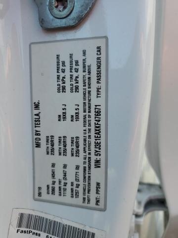 5YJ3E1EAXKF476671 - 2019 TESLA MODEL 3 أبيض صورة 12