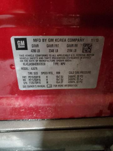 KL4CJASB4EB593530 - 2014 BUICK ENCORE BURGUNDY photo 13