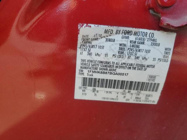 1FMHK8B87BGA00517 - 2011 FORD EXPLORER RED photo 14