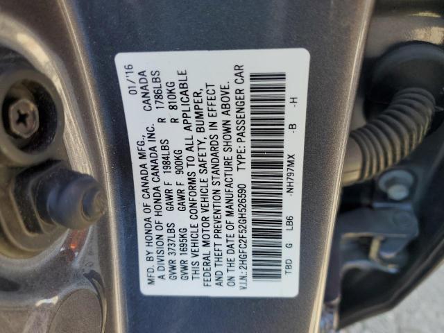 2HGFC2F52GH526590 - 2016 HONDA CIVIC LX ნაცრისფერი ფოტო 12