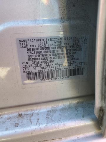 3N1AB7AP0KY214422 - 2019 NISSAN SENTRA S 银色 照片 12