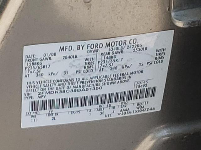 2FMDK38C38BA51350 - 2008 FORD EDGE SEL SILVER photo 12