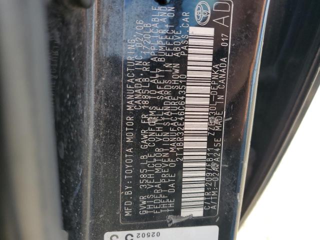 2T1BR32E46C643510 - 2006 TOYOTA COROLLA CE შავი ფოტო 12