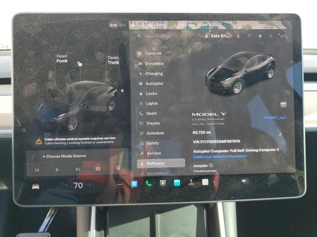 5YJYGDEE6MF067610 - 2021 TESLA MODEL Y BLACK photo 9