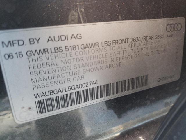 WAUBGAFL5GA002744 - 2016 AUDI S4 PREMIUM PLUS GRAY photo 12