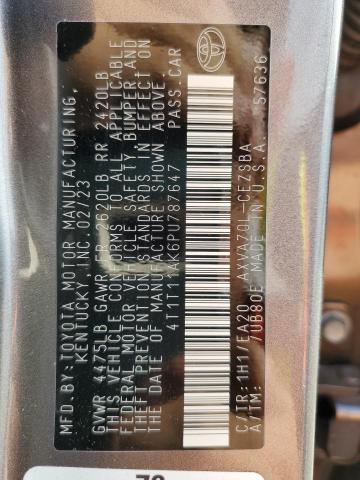 4T1T11AK6PU787647 - 2023 TOYOTA CAMRY SE NIGHT SHADE GRAY photo 12