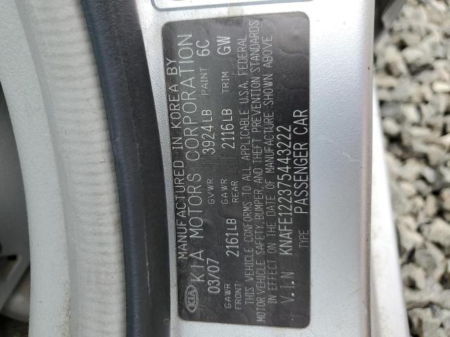 KNAFE122375443222 - 2007 KIA SPECTRA EX SILVER photo 12