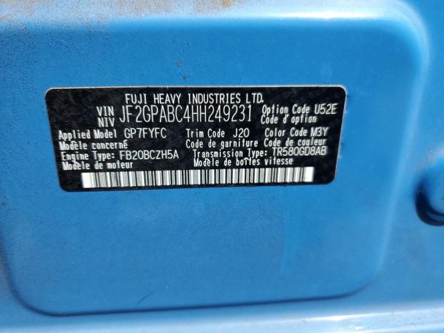 JF2GPABC4HH249231 - 2017 SUBARU CROSSTREK PREMIUM BLUE photo 13