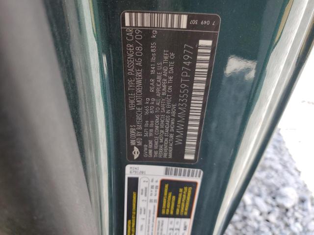 WMWMM33559TP74977 - 2009 MINI COOPER S CLUBMAN Yaşıl foto 12