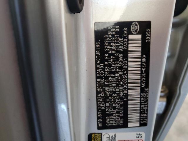 4T1BE30K85U410831 - 2005 TOYOTA CAMRY LE SILVER photo 12