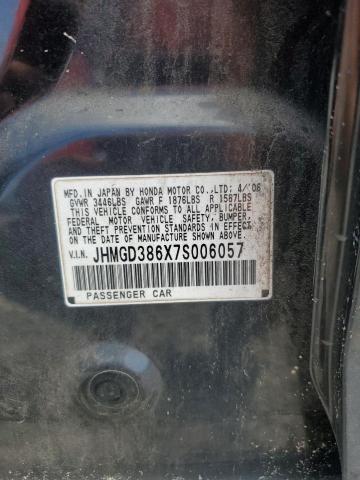 JHMGD386X7S006057 - 2007 HONDA FIT S BLACK photo 12