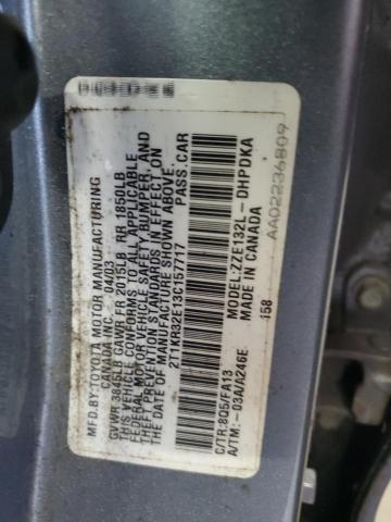 2T1KR32E13C157717 - 2003 TOYOTA COROLLA MA XR SILVER photo 12