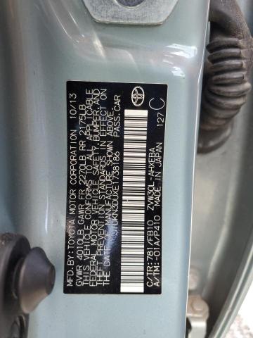 JTDKN3DUXE1738186 - 2014 TOYOTA PRIUS TURQUOISE photo 13