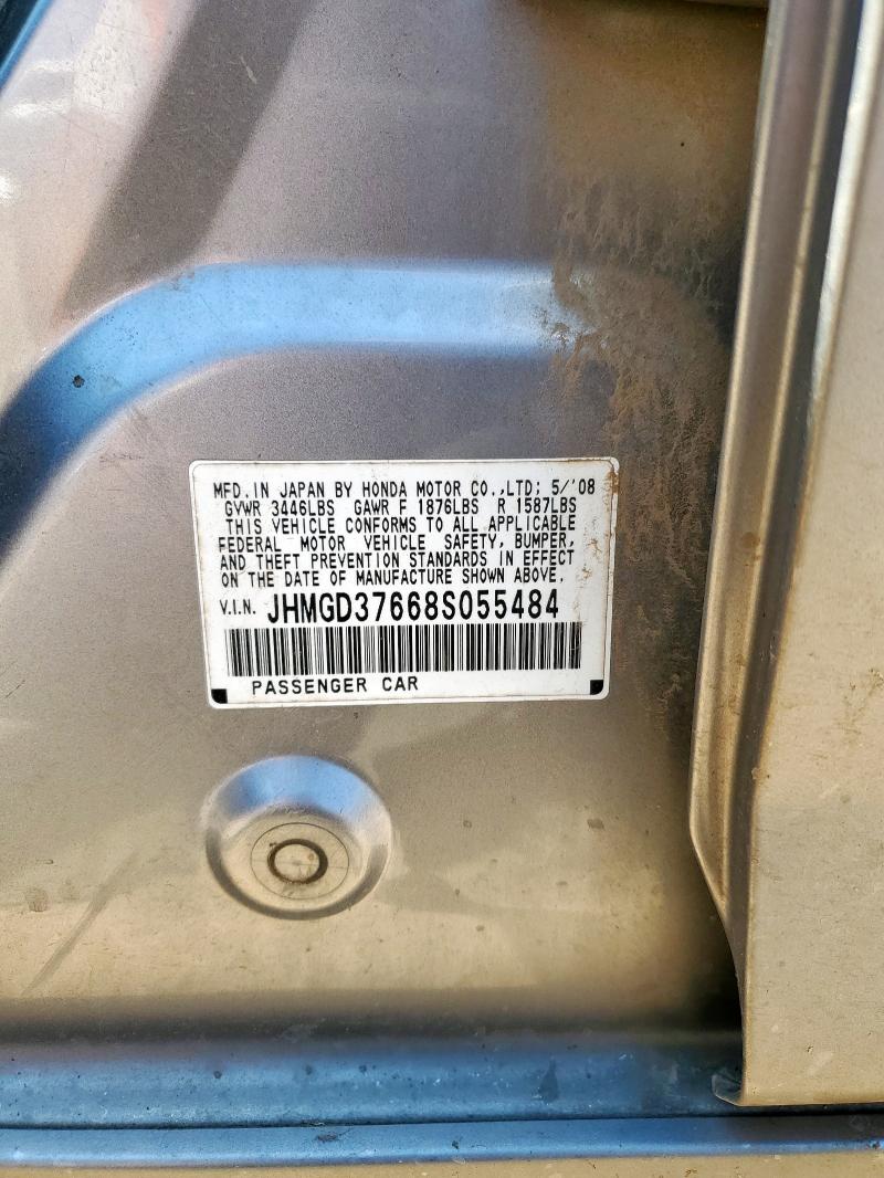 JHMGD37668S055484 - 2008 HONDA FIT SPORT SILVER photo 12