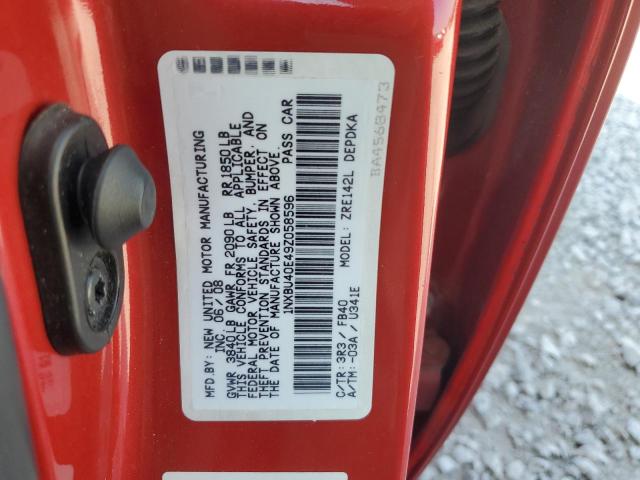 1NXBU40E49Z058596 - 2009 TOYOTA COROLLA BASE Kırmızı fotoğraf 12