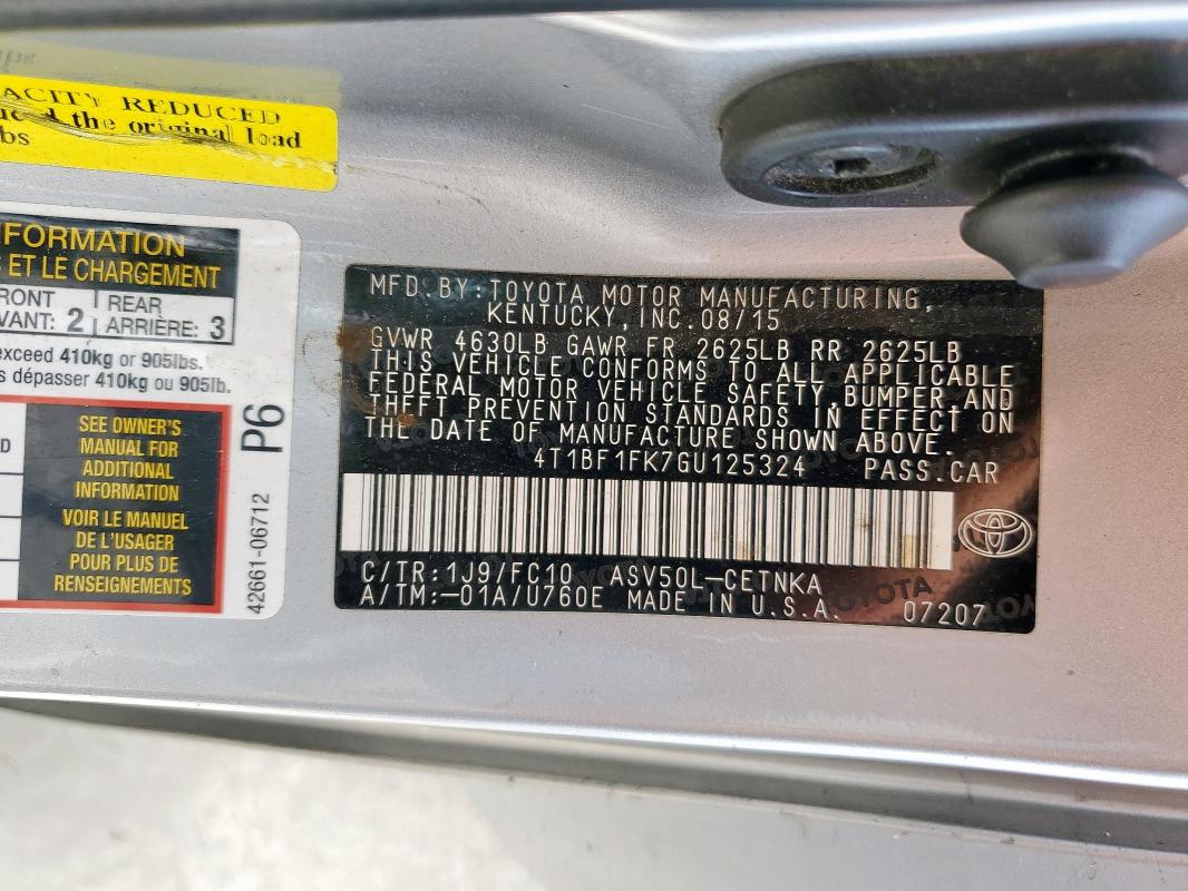 4T1BF1FK7GU125324 - 2016 TOYOTA CAMRY LE SILVER photo 13