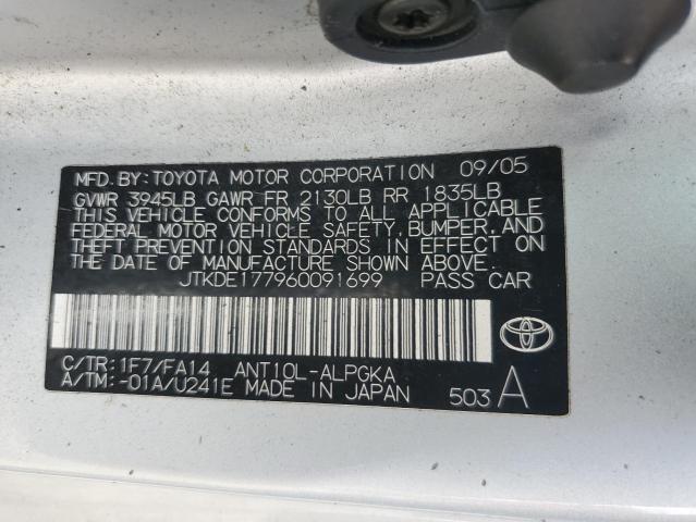 JTKDE177960091699 - 2006 TOYOTA SCION TC 银色 照片 12