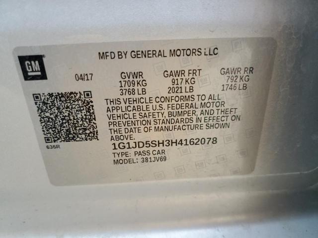 1G1JD5SH3H4162078 - 2017 CHEVROLET SONIC LT Silber Foto 12