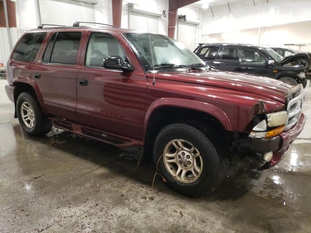 1B4HS48N32F215146 - 2002 DODGE DURANGO SLT MAROON photo 4