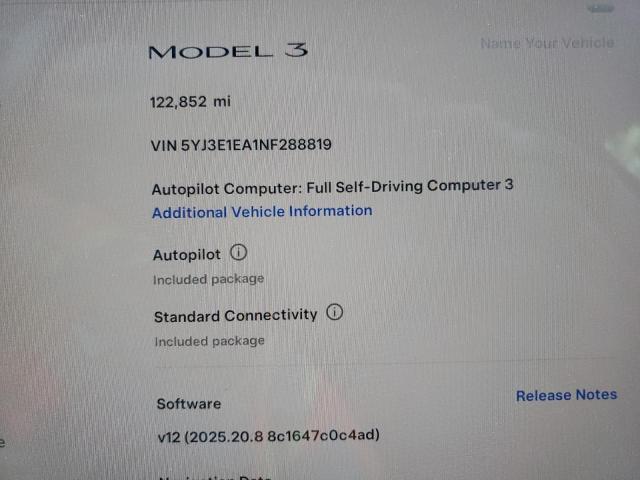 5YJ3E1EA1NF288819 - 2022 TESLA MODEL 3 GRAY photo 9