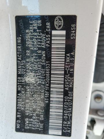 4T1BF1FK5DU666531 - 2013 TOYOTA CAMRY L 白色 照片 13