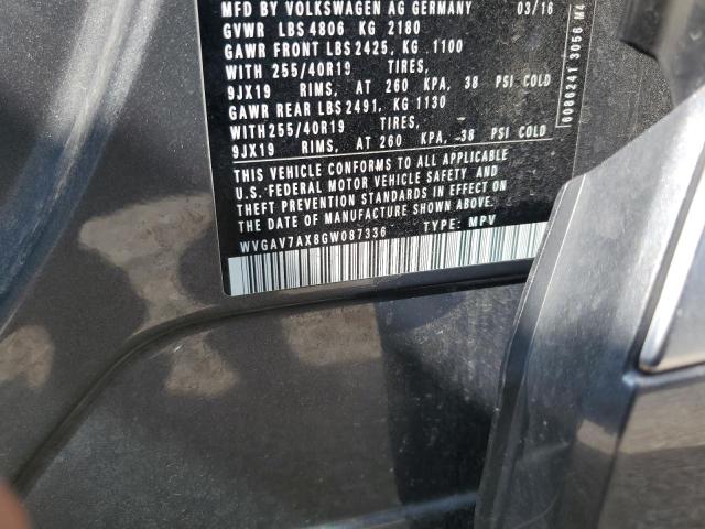WVGAV7AX8GW087336 - 2016 VOLKSWAGEN TIGUAN S GRAY photo 14
