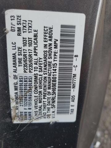 5FNRL5H69EB011415 - 2014 HONDA ODYSSEY EXL GRAY photo 13