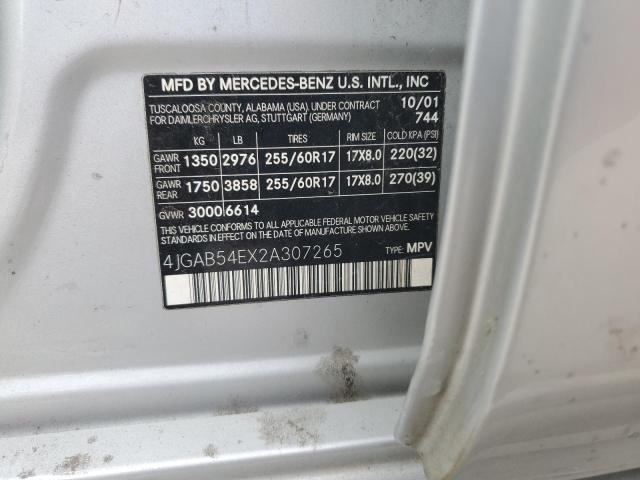 4JGAB54EX2A307265 - 2002 MERCEDES-BENZ ML 320 SILVER photo 13