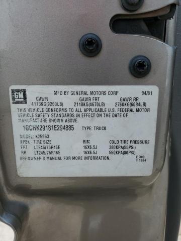 1GCHK29181E294885 - 2001 CHEVROLET SILVERADO K2500 HEAVY DUTY GOLD photo 13