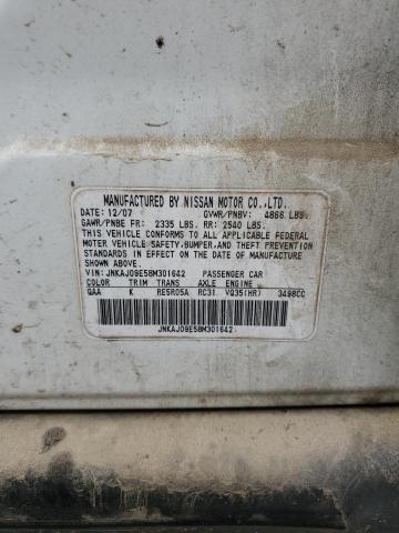 JNKAJ09E58M301642 - 2008 INFINITI EX35 BASE WHITE photo 12