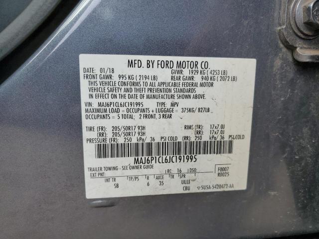 MAJ6P1CL6JC191995 - 2018 FORD ECOSPORT SES Темно-сірий фото 13