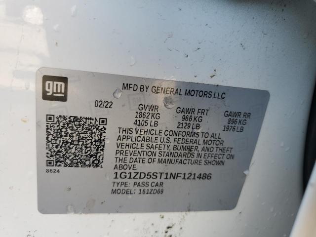 1G1ZD5ST1NF121486 - 2022 CHEVROLET MALIBU LT 白色 照片 13