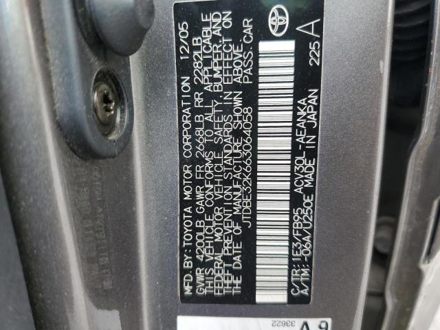 JTDBE32K663064058 - 2006 TOYOTA CAMRY LE GRAY photo 12