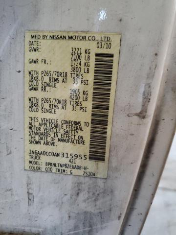 1N6AA0CC0AN315955 - 2010 NISSAN TITAN XE WHITE photo 13