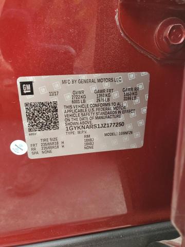 1GYKNARS1JZ177250 - 2018 CADILLAC XT5 RED photo 13