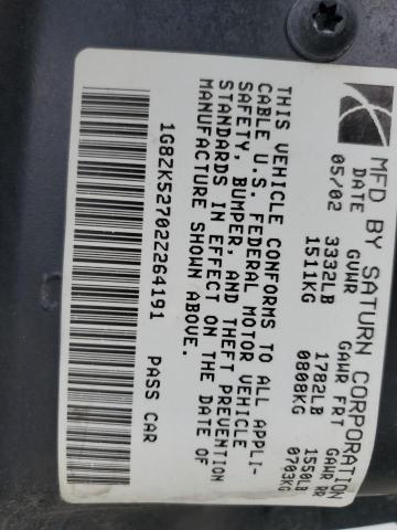 1G8ZK52702Z264191 - 2002 SATURN SL2 SILVER photo 13