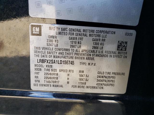 LRBFX2SA1LD156745 - 2020 BUICK ENVISION ESSENCE BLACK photo 13