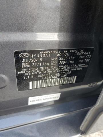 KMHC65LC9KU176096 - 2019 HYUNDAI IONIQ BLUE GRAY photo 12