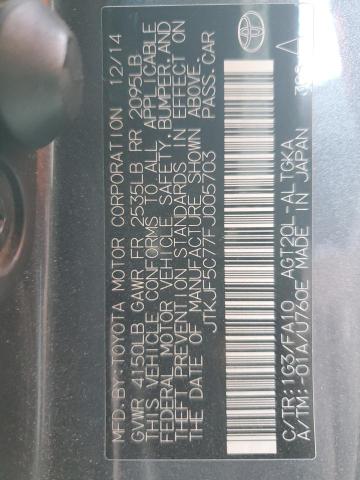 JTKJF5C77FJ005703 - 2015 TOYOTA SCION TC 灰色 照片 14